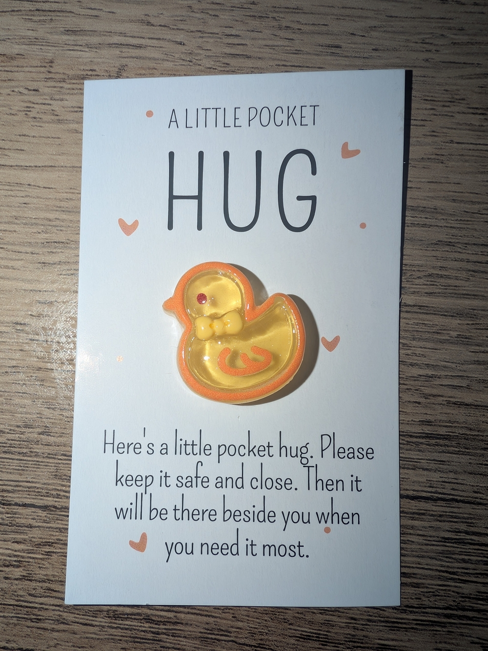 Pocket Hug Duck Charm - Yellow and Orange